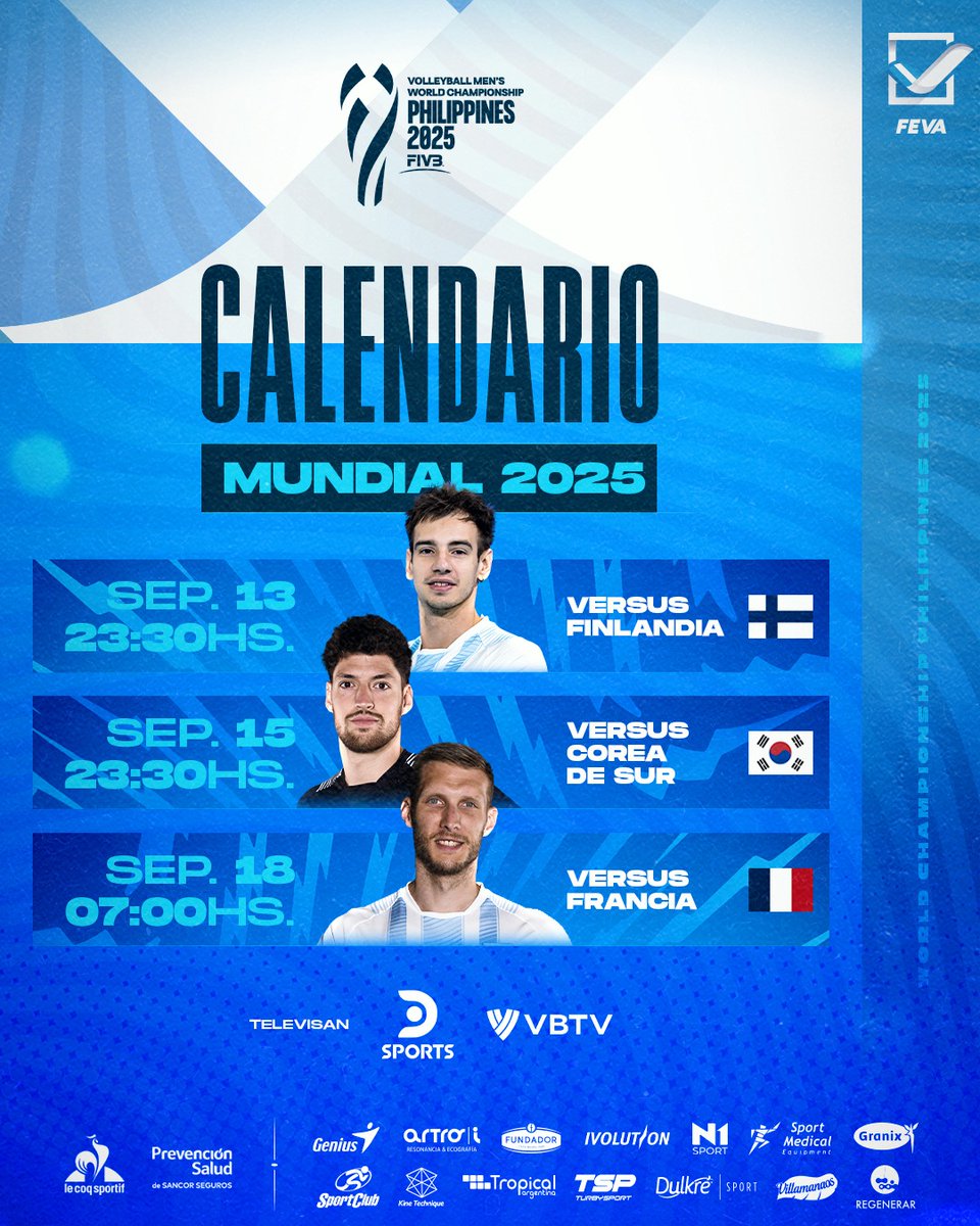 Arrancó el Mundial de voley, esta noche debuta Argentina y acá está el fixture del equipo de Méndez, para empezar a palpitar lo que se viene