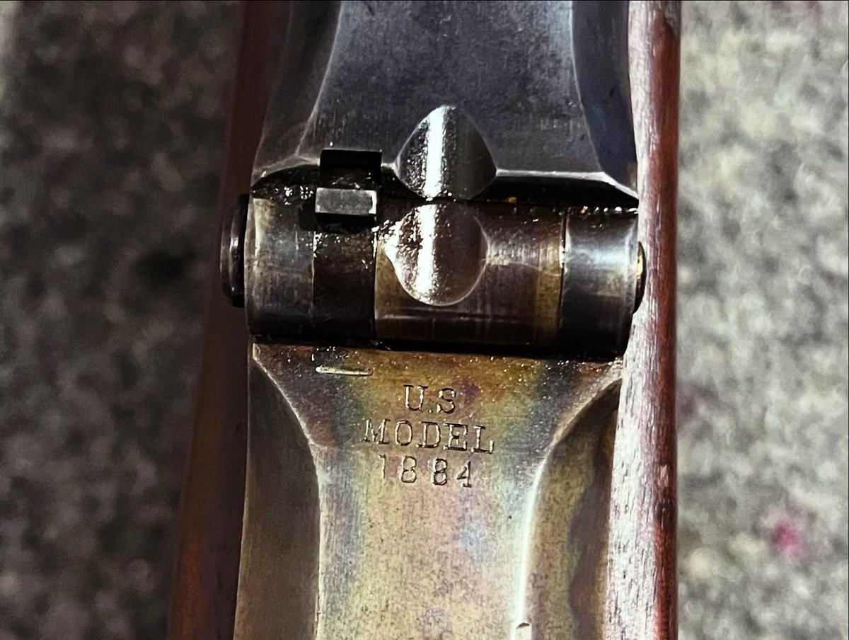 Armory1776's tweet photo. Springfield 1884 (trap door) in for a detailed inspection.  Pretty darn cool gun with historic character. The stock is in good condition for its age (some oil in the wood where the ramrod sits.) https://t.co/Pu4JOpGAOS