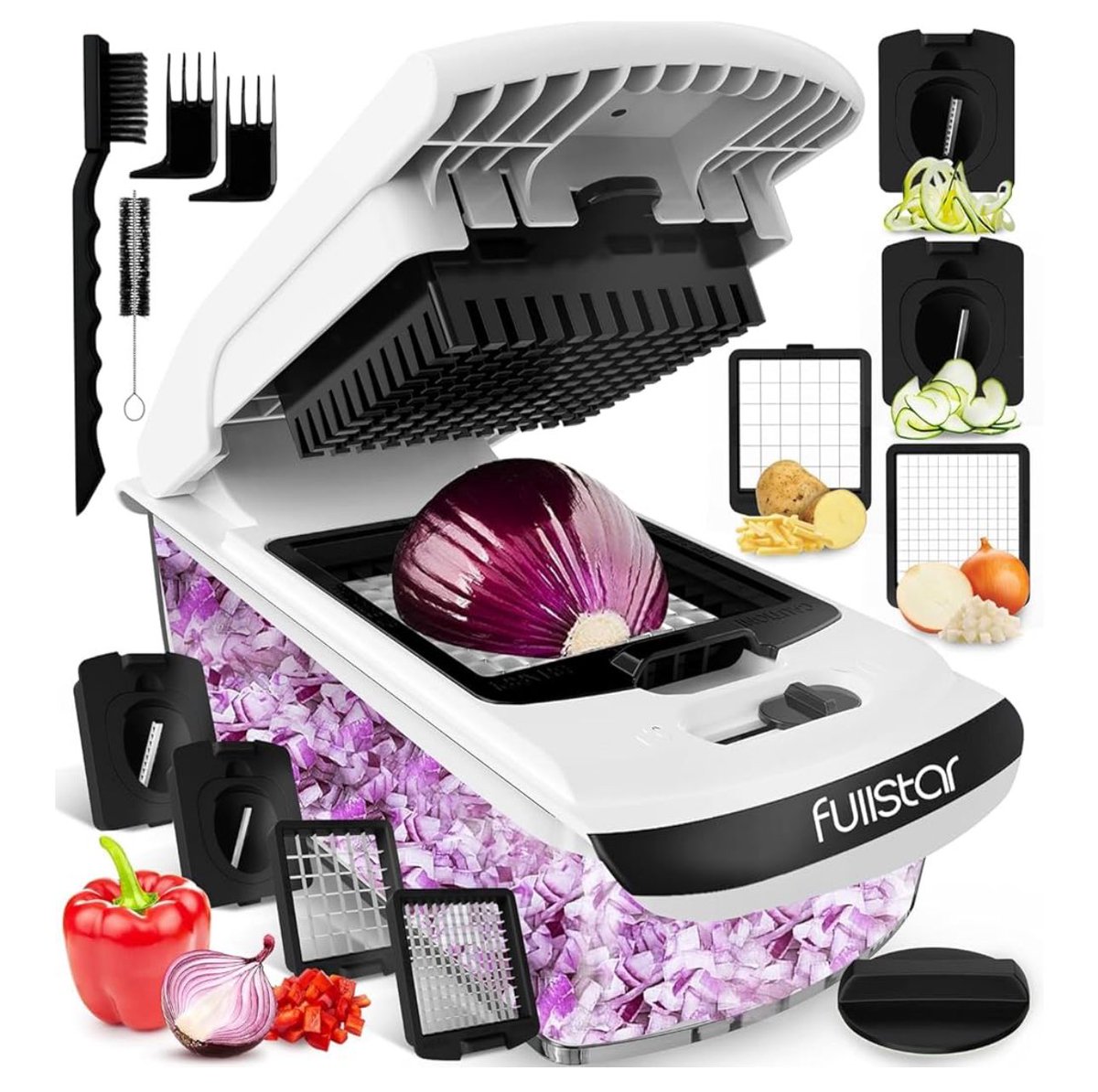 Homegoods2you's tweet photo. The TikTok-famous ⭐️ Fullstar Pro Chopper ⭐️ is here to save you time in the kitchen! Chop, dice &amp; slice in seconds with razor-sharp blades + easy cleanup (dishwasher safe).

🔗 https://t.co/ZIt9PSMOnC
 #KitchenEssentials #MealPrep #AmazonFinds https://t.co/7nioWtfIB0