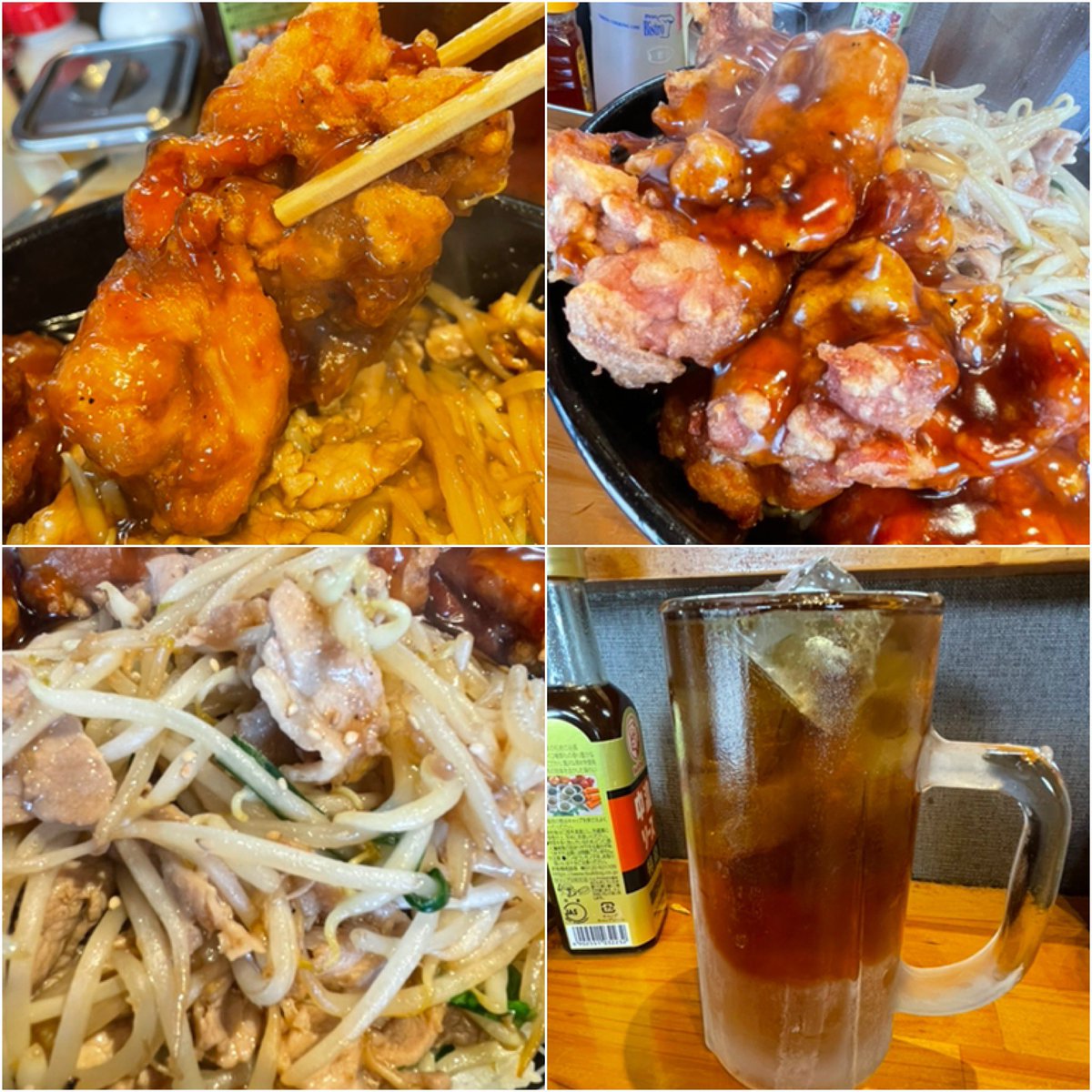 今日は東松山市の人気デカ盛り店
五代目麺や蝦夷
リラさん&amp;コリさんに遭遇😁

●もやし炒め丼
●鶏の唐揚げ(ハーフ)

唐揚げはご厚意であんかけに😍
いつにも増して巨大な唐揚げに
ビックリしました❣️

お肉もたっぷりなもやし炒めは
味付けも最高✨
超美味しかったです🤤
本日もご馳走様でした🙏