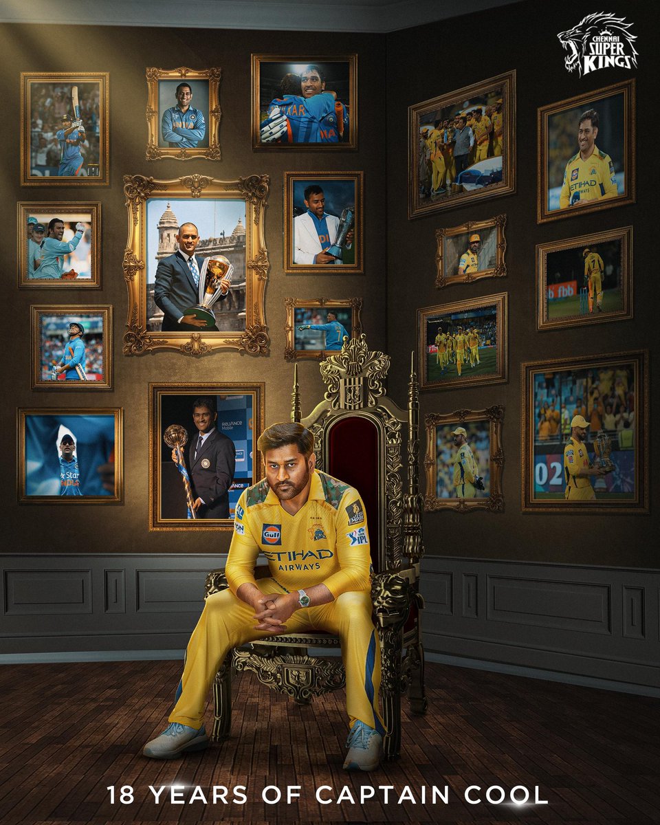 CSK POSTER FOR 18 YEARS OF CAPTAIN COOL. 💛 

- Dhoni, The Greatest Ever.