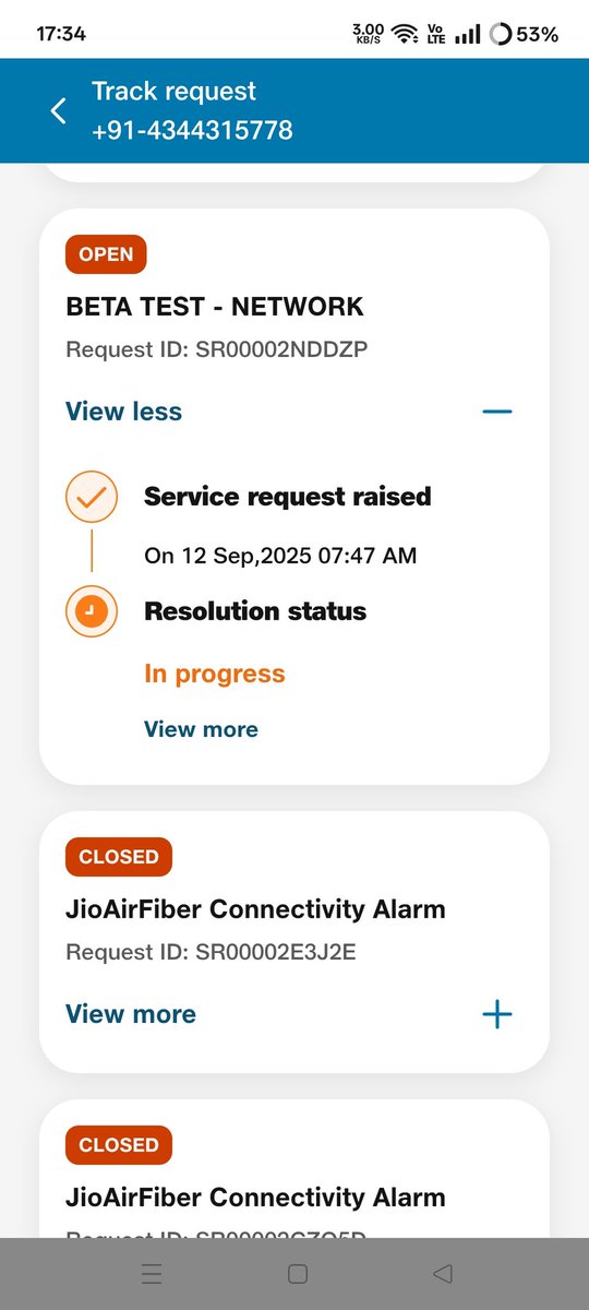TamilmaniTweets's tweet photo. @JIOAIRFIBERIN @JioCare @RelianceJio  I upgraded to 100 Mbps Jio AirFiber (RMN: 8508953940) but still get <20 Mbps.  
Tickets closed without engineer visit, outdoor unit upgrade (Order N0000150NF47) never done.  
Now cancellation started due to poor service. Needurgentescalation https://t.co/fqTSNCicz4
