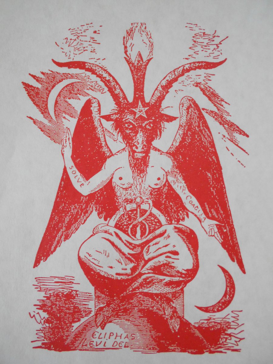 ギーガー作のバフォメットはエリファス・レヴィによるバフォメット像をもとにしています。腕に刺さる注射器がギーガーバフォメットの現代性を表しています。「バフォメット７７」ed.200  ギーガーサイン