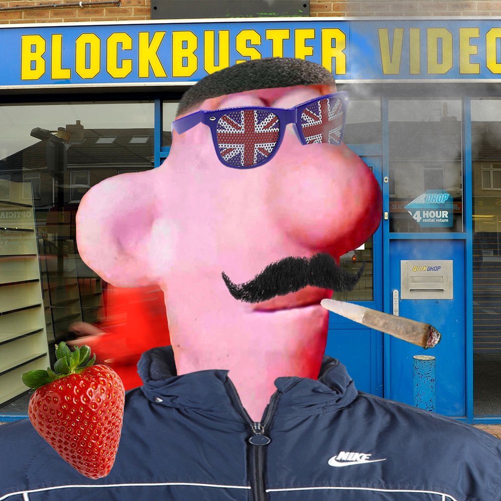 Off to charm mi girl with a Blockbuster flick—got me Coat and spliff for the walk. Packed this Strawberry as a snack. I’ll outsmart the late fees yet!