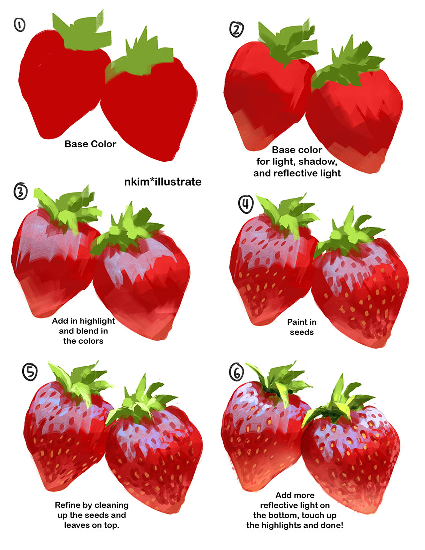 Painting Strawberry Texture Tutorial! 🍓🍓🍓