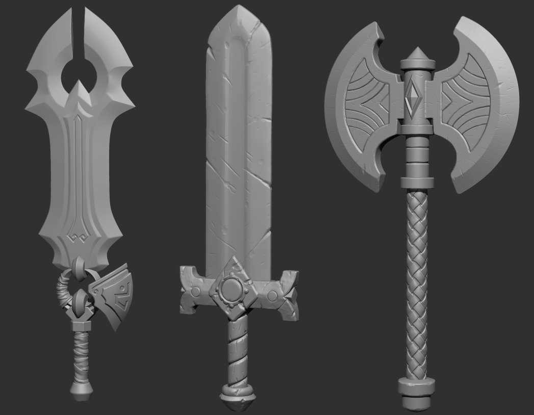 Show me your stylized weapons.
Here are some pieces I made to show students what we can do in Zbrush. 

#stylized
#handpainted
#fantasyweapons