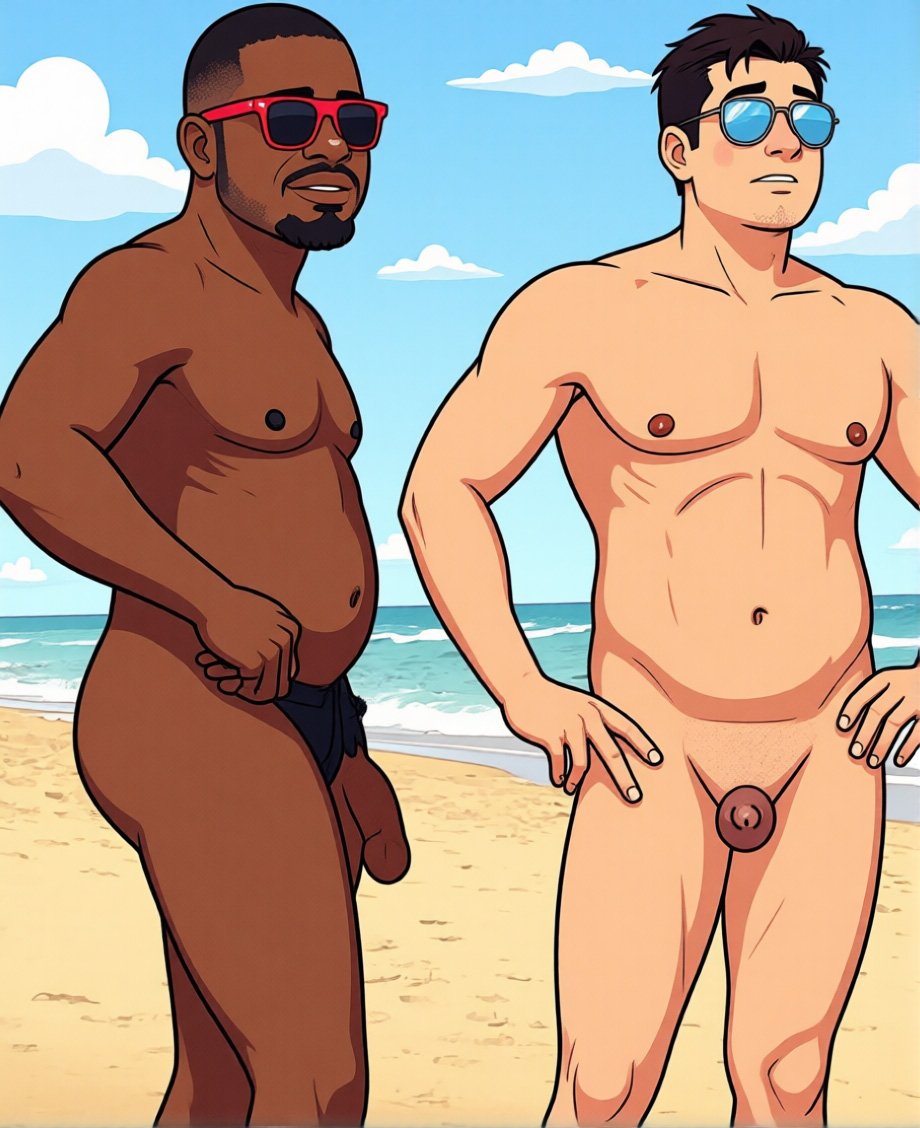 MicroMacro55666's tweet photo. At the beach, Jamal and Jake were nude, soaking up the sun. Two girls passed by, whispering. "Wow, look at that," one said, eyeing Jamal's impressive package. "He's definitely blessed." The other snickered, glancing at Jake's modest size. "And he's... not so much." https://t.co/KBBSsFN15f