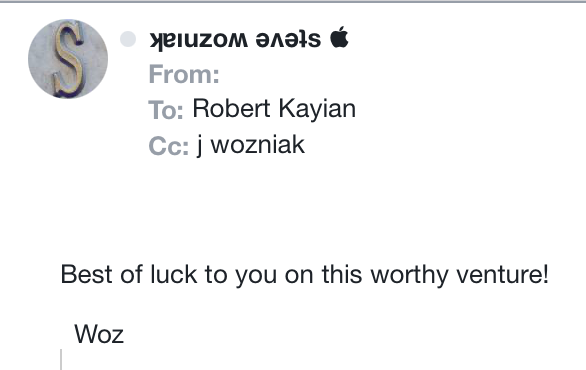 prpoints's tweet image. Apple Co-Founder Steve Wozniak and I have been speaking by email over the past week about my start-up Cab0.com. He said "Best of luck to you on this worthy venture, Its your turn " We are so grateful to Woz for his words of encouragement and support.