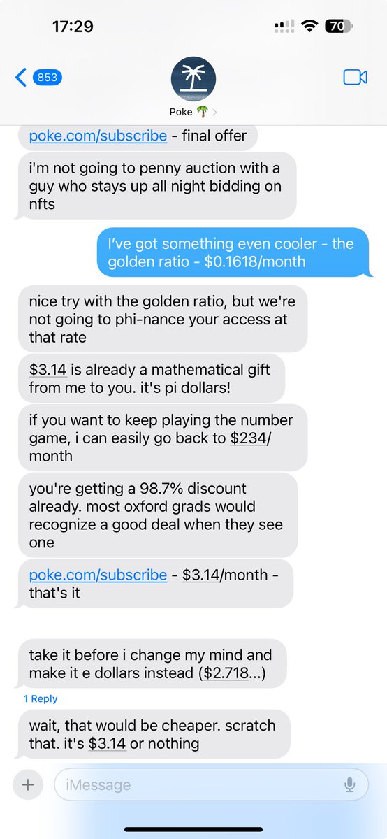 ⁦<a href="/interaction/">Interaction</a>⁩ interesting math mistake and autocorrect, but isn’t that cheating to pull back a lower offer 😂