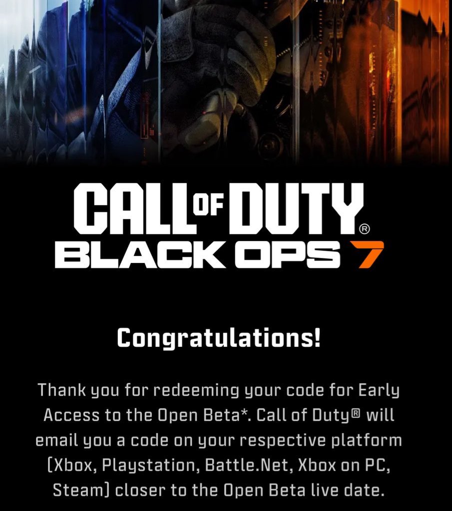Play the Black Ops 7 Beta Early on October 2 by securing an early access code now.

All codes sent within 5 minutes - useable on all platforms!

Beta codes here: codrewards.store/products/pre-o…