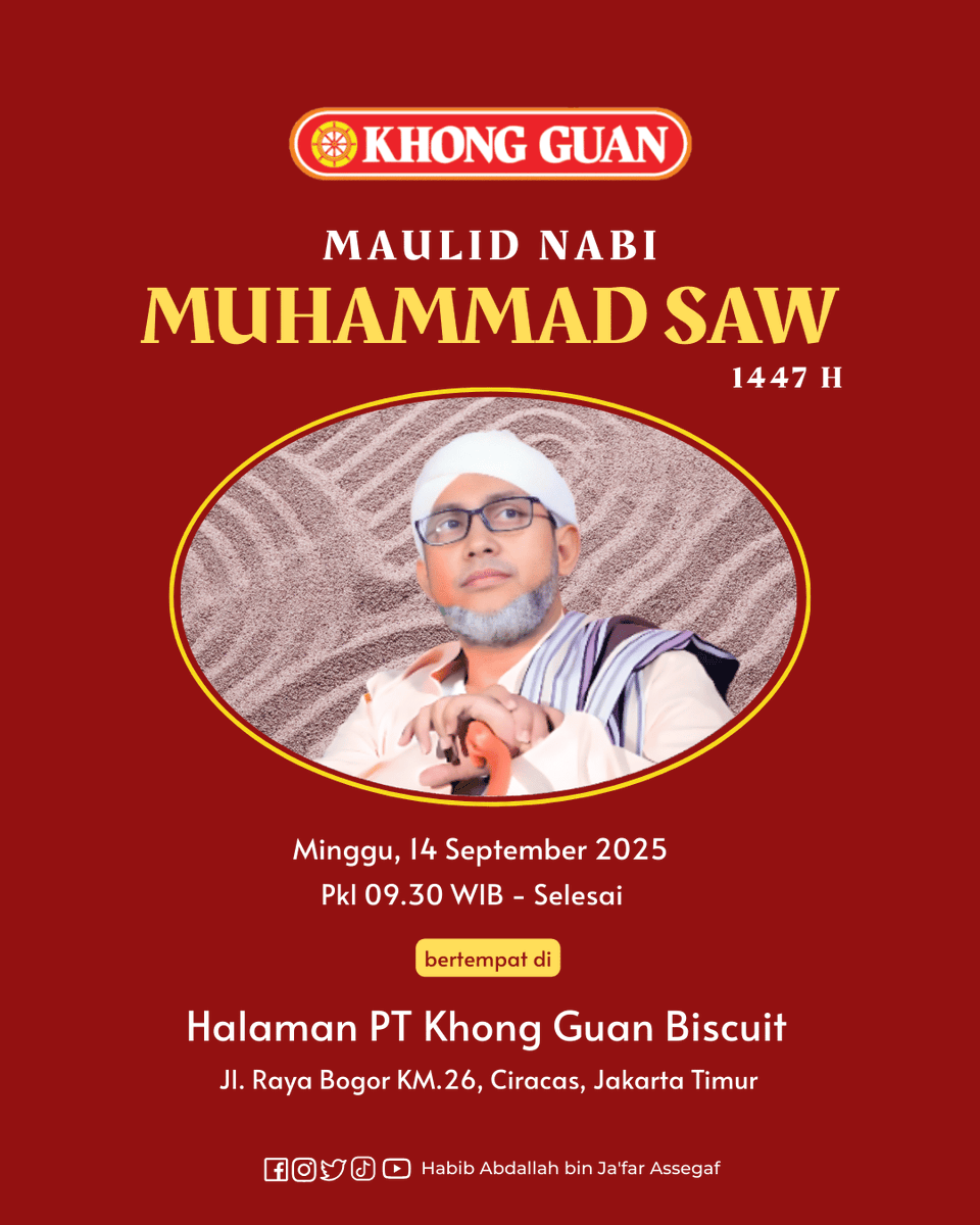 Alhamdulillah, pagi ini Habib berkesempatan mengisi acara Maulid Nabi di PT Khong Guan Biscuit, Ciracas. Semoga membawa keberkahan bagi kita semua dan keharuman akan kebaikan yang tidak ada abis-abisnya, seharum wangi biskuit yg manis 😊