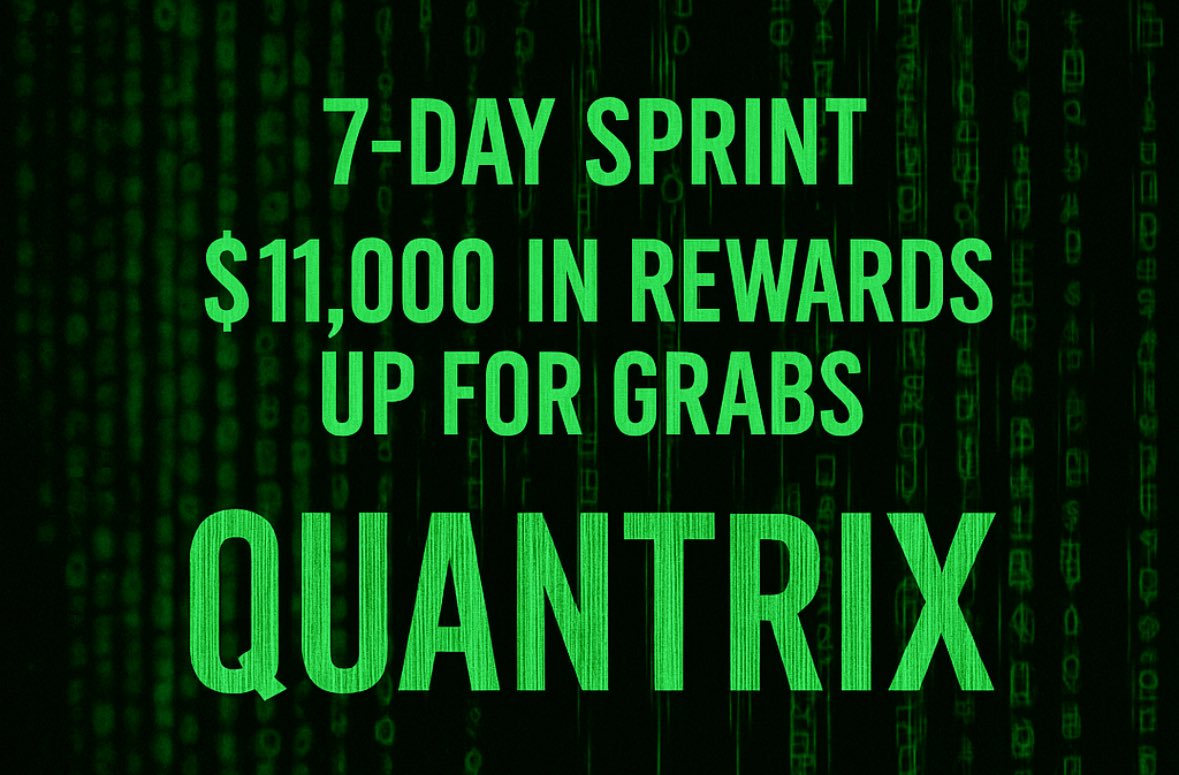 san_dhie34's tweet image. It’s official fam ,
The 7-Day Sprint @quantrix_agent is LIVE! .

🔥 $11,000 in rewards on the line
🏆 Leaderboard prizes + ✨ bonus content rewards
Let&apos;s get on something new 

#QTRX $QTRX #Crypto