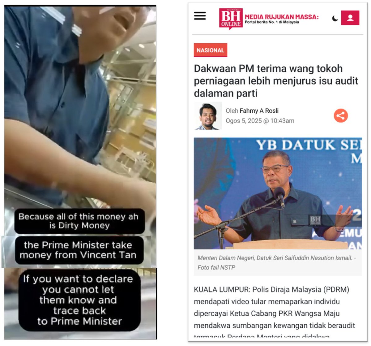 The KDN Minister’s reply in Parliament last month actually confirmed that the viral video was genuine.

If the video had really been fake, the simple answer would have been: “that’s slander” or “an AI-generated video.”

But when the minister only said it was merely an internal