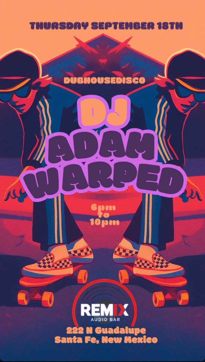 I’m back in the booth this Thursday 9/18 from 6-10pm at Remix Audio Bar! #dubhousedisco #djadamwarped #remixaudiobar #santafe #newmexico