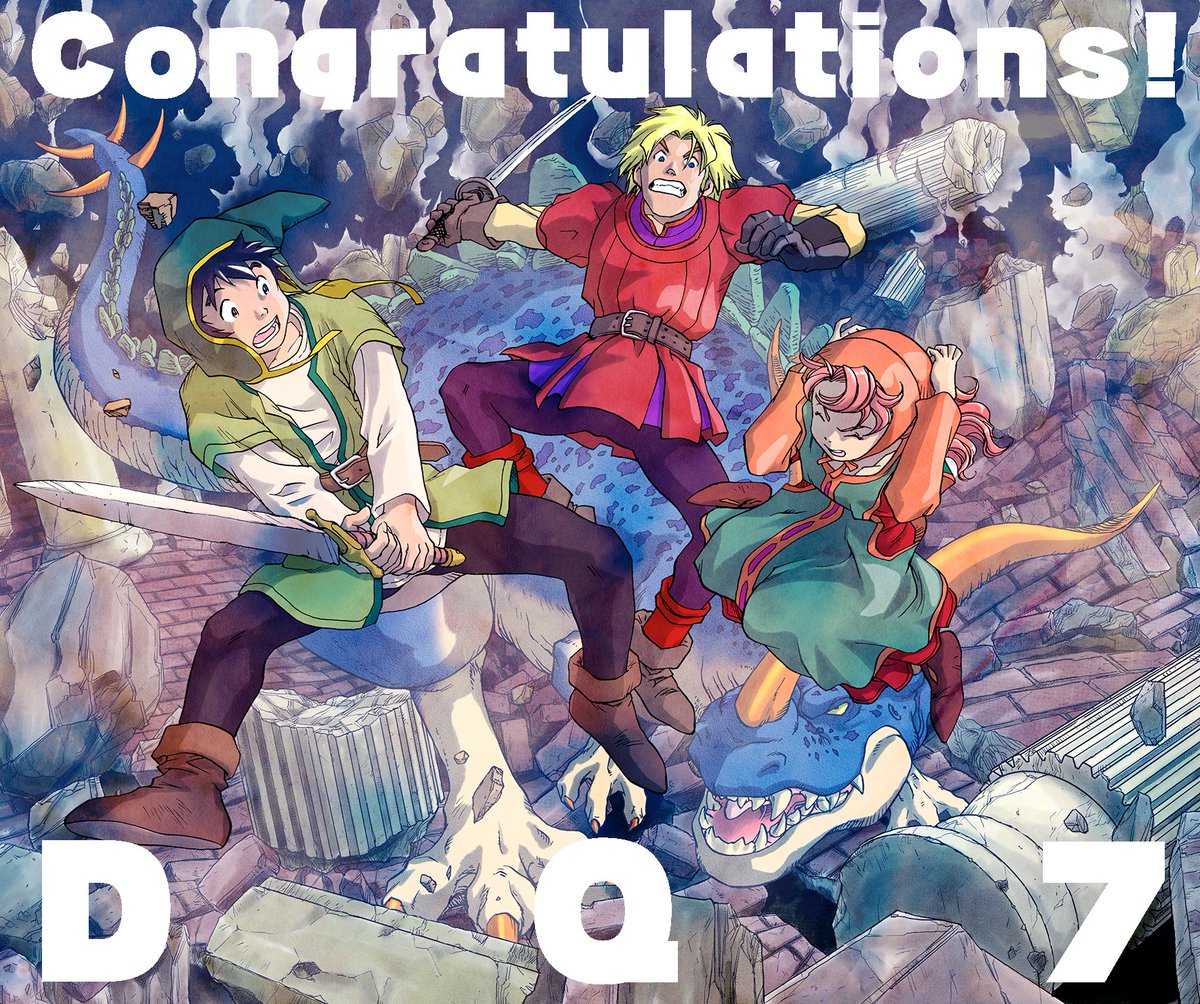 ドラゴンクエストⅦ リメイク発表記念‼︎
#DQ7 
過去絵リペイントしました！
おめでとうございます‼︎