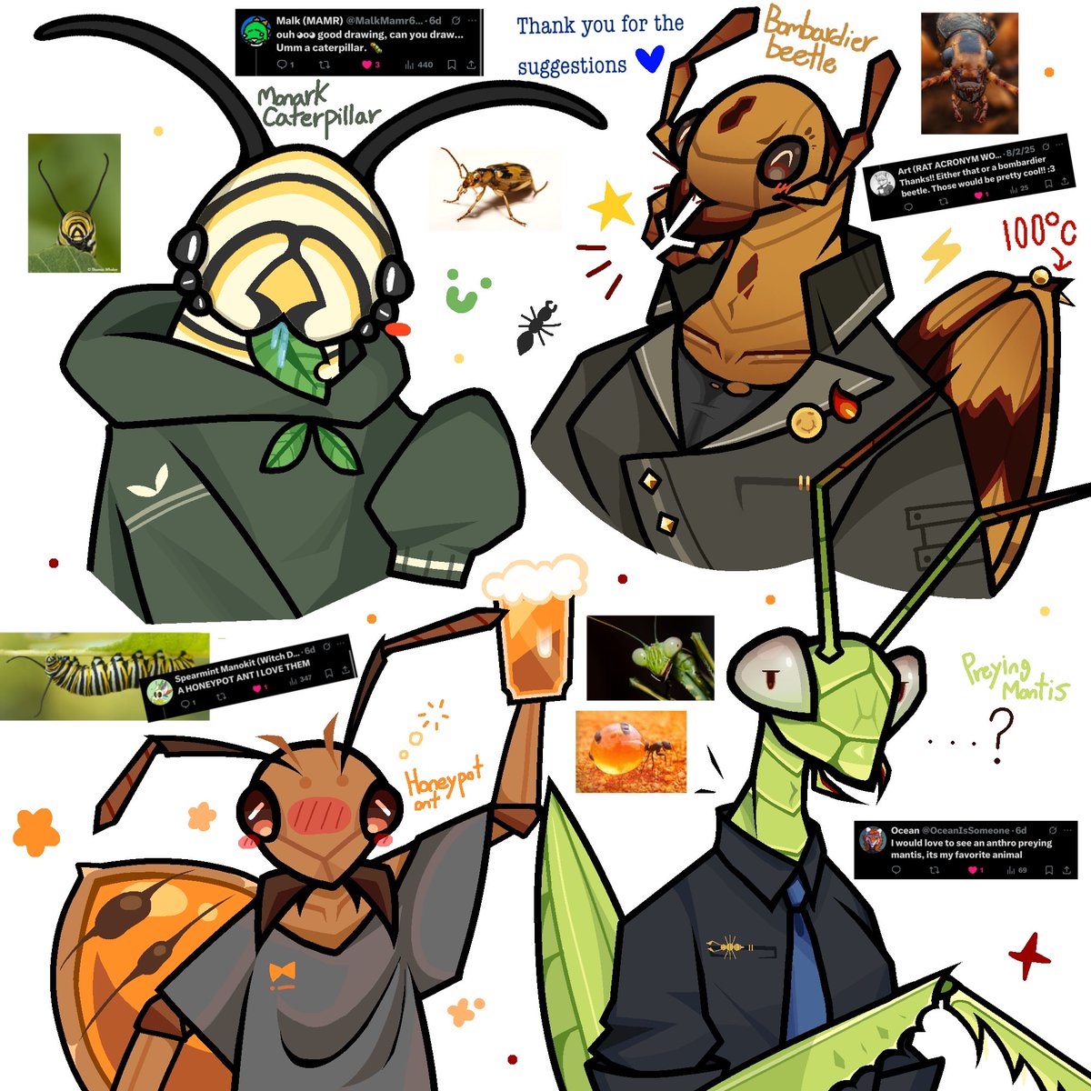 StarpostANT's tweet image. More bugs! Thank you for the suggestions 💛🤎🧡💚 #art #insect