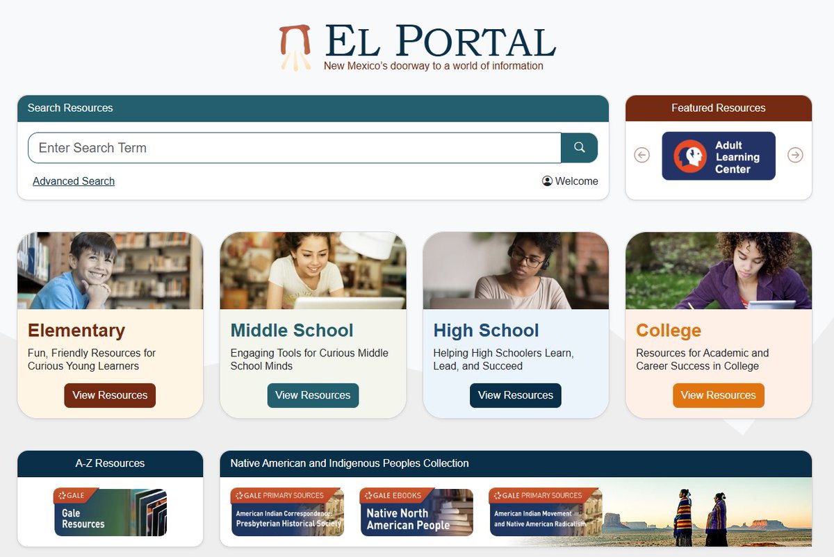 sfpl's tweet image. Did you know that @nmstatelibrary offers a broad variety of #digitalresources online on #ElPortal? People of all ages can find digital programs, publications, &amp;amp; research tools through the link. Check it out: elportalnm.org or thru our website at santafelibrary.org/e-resources/
