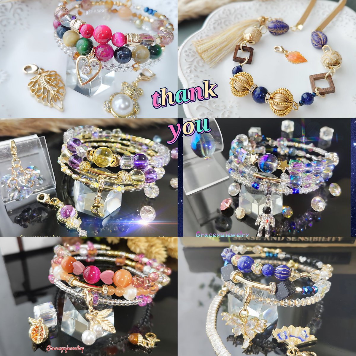 Graceyujewelry🍀 天然石コイルブレスレット✢ ハンドメイド