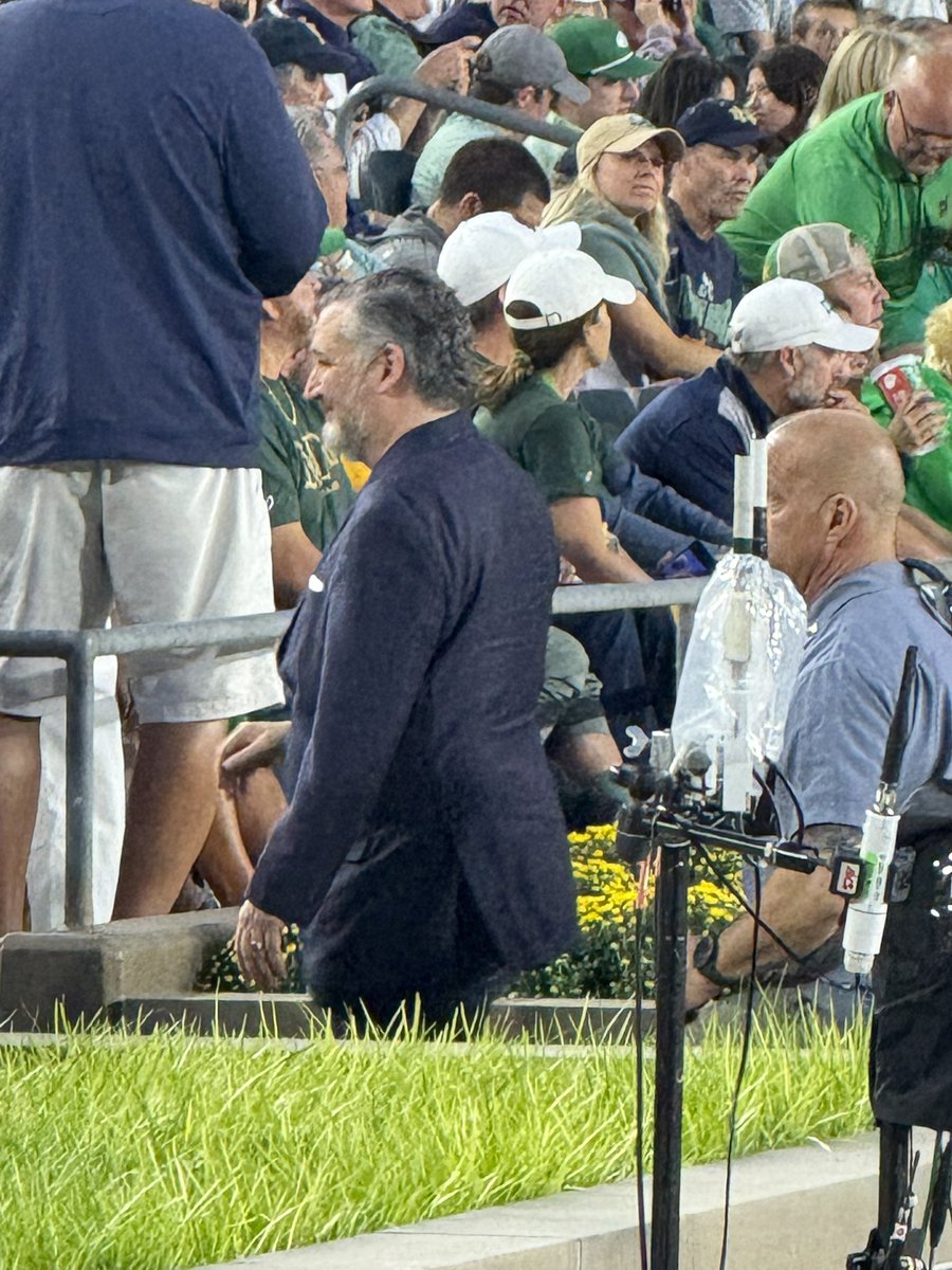 Our first Notre Dame football game. Campus is awesome. Caught the men’s choir and band/team walk through campus. Special place.

Ted Cruze in da house.