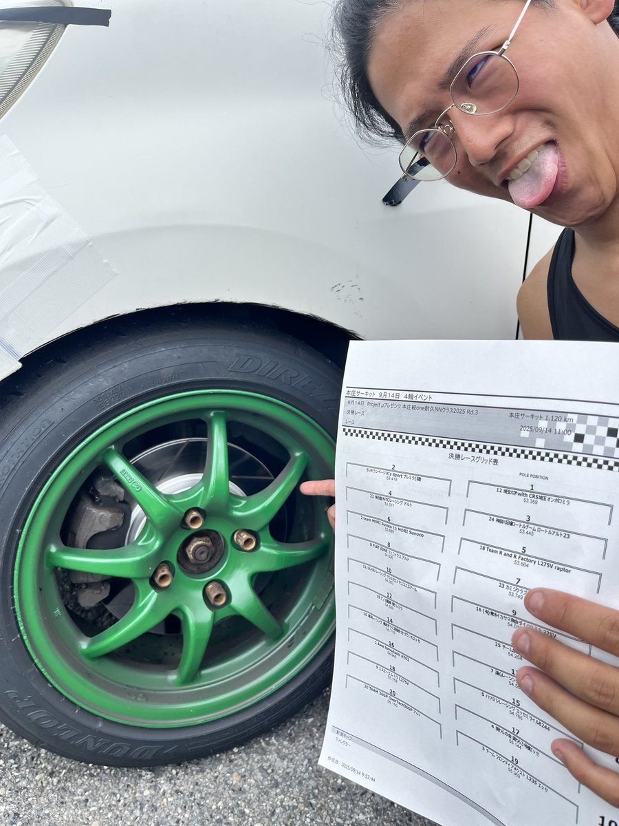 まさかまさかのポールポジション‼️

けどスリットローターなんか入れたせいでレギュレーション違反で10周減算ペナルティ‼️
ま、10周くらい巻き返してやるヨ😆✋

がんばります