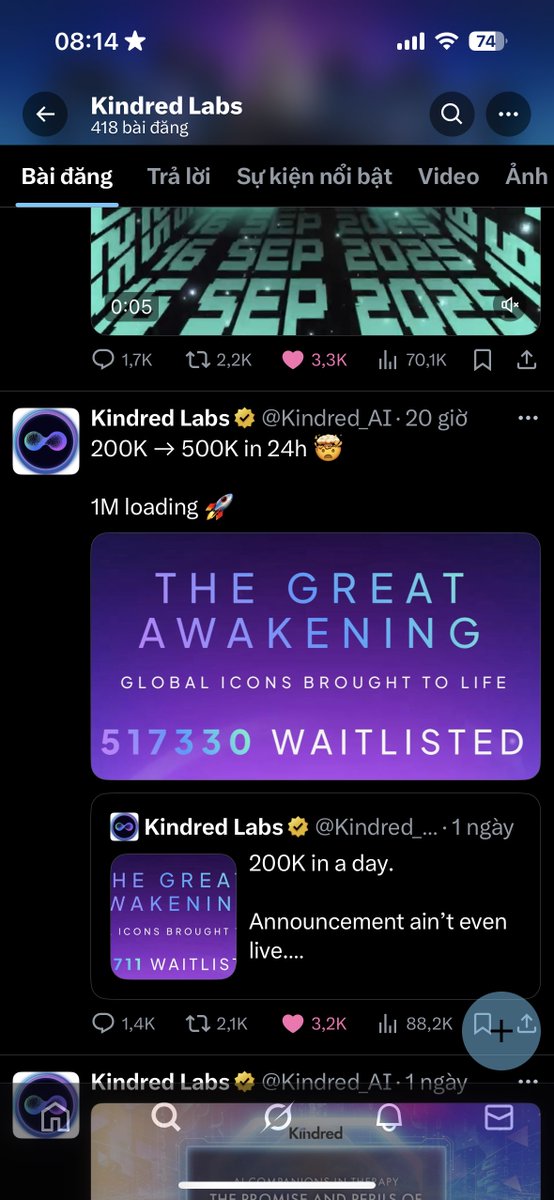 TRANNGOC5555's tweet image. Dự án KindredLabs mới ra mắt được 3 ngày mà đạt 739596K người đăng ký rồi! 🔥.Bạn ngại gì mà không nắm bắt cơ hội? 👍. Dự án rất tiềm năng được sự hợp tác của CoinMarketCap, quá tuyệt vời! 🔥

Mọi người tranh thủ tạo tài khoản bằng cách: 
- Click vào…