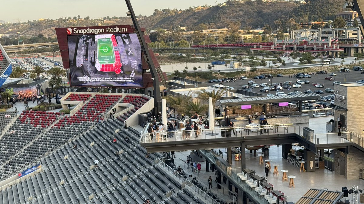 Couldn’t get to the WBA v Rams match today as on holiday.
So visiting the Snapdragon stadium to watch San Diego FC v Minnesota FC
Very strange football build up !!!
