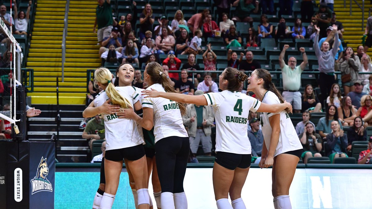 WSUVball's tweet photo. If setting the program attendance record last night wasn't enough... we 𝐒𝐇𝐀𝐓𝐓𝐄𝐑𝐄𝐃 that number tonight! 

We set a 𝐍𝐄𝐖 program attendance record with 1️⃣,8️⃣5️⃣8️⃣ Raider fans watching us take down Ohio State!  One more match tomorrow vs Ohio!🐺
🎟️ https://t.co/2zIdv7fizA https://t.co/1hlwJobCLP