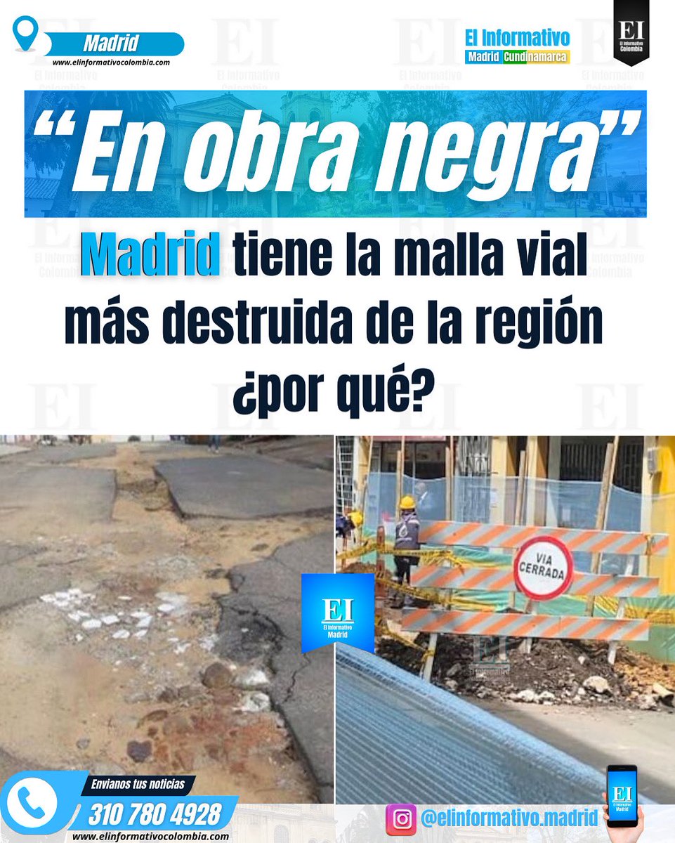 Madrid, Cundinamarca, enfrenta una grave crisis vial: la entrada y sectores como Casablanca y la Séptima están deteriorados. Un conflicto entre Invías y una empresa privada impide reparaciones, afectando la movilidad y la imagen del municipio.
