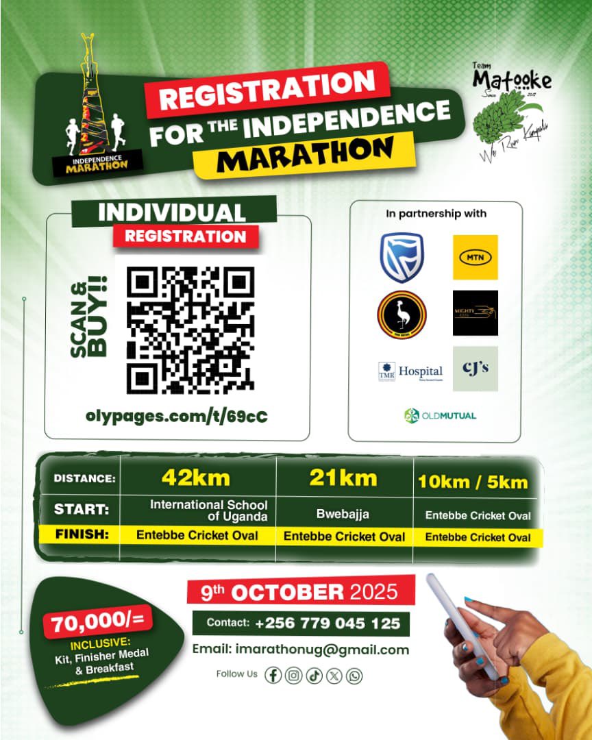 Doing it for Mama is the reason we are stepping out for the <a href="/imarathonug/">Independence Marathon</a> on October 9th 2025.

Thanks to <a href="/mtnug/">MTN Uganda</a> <a href="/stanbicug/">Stanbic Bank Uganda</a> <a href="/mtnmomoug/">MoMo from MTN Uganda</a> <a href="/teammatooke/">TeamMatooke</a>