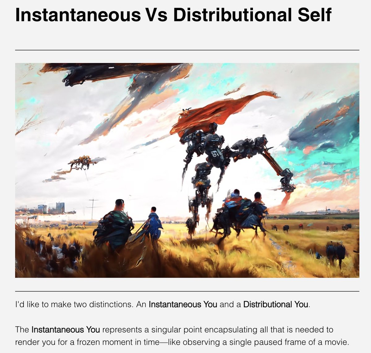 torchcompiled's tweet image. New post! I believe we can think of ourselves in two different lenses: an exact point of experience and the history of our patterns of behavior. Though the two are deeply interconnected.