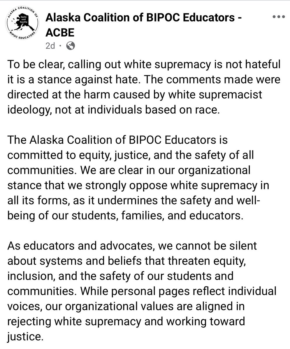 Libs of TikTok (@libsoftiktok) on Twitter photo UPDATE: President of Alaska Coalition of BIPOC educators stands by and doubles down on her disgusting comments mocking Charlie’s death and demonizing him with lies.
She’s also a special education teacher at <a href="/ASDschools/">Anchorage School District</a>. They declined to comment. UPDATE: President of Alaska Coalition of BIPOC educators stands by and doubles down on her disgusting comments mocking Charlie’s death and demonizing him with lies.
She’s also a special education teacher at <a href="/ASDschools/">Anchorage School District</a>. They declined to comment.