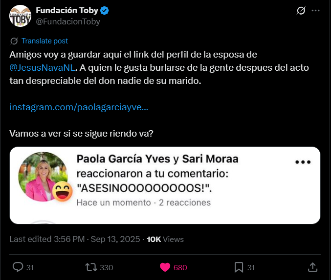 🚨🚨🚨Miren nada más. La esposa del alcalde morenista que dejó morir de sed y hambre a los animalitos rescatados porque se robó el presupuesto SE ESTÁ BURLANDO DE NOSOTROS!!

INDIGNANTE! ¿Qué tienen en la cabeza esas personas?¿se creen intocables? Así lo vas a dejar