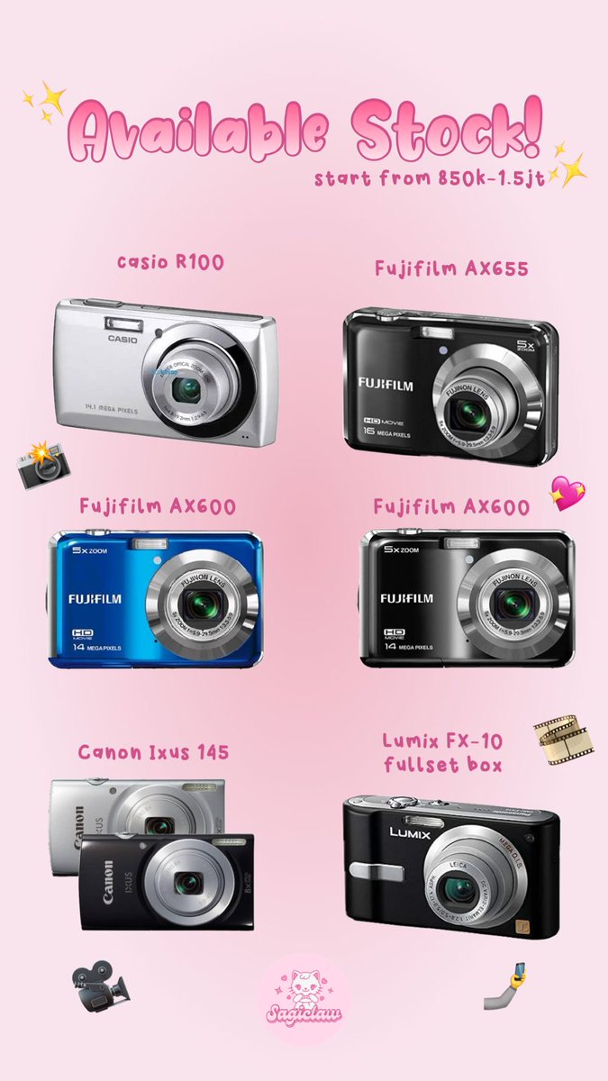 sag1claw's tweet photo. promo wts digicam guys! casio dan fujifilm jadi 800k ajaaa, untuk lumix dan canon ada potongan 100k🫶🏻 bisa shopee jugaaa https://t.co/E2UQLr5ya9