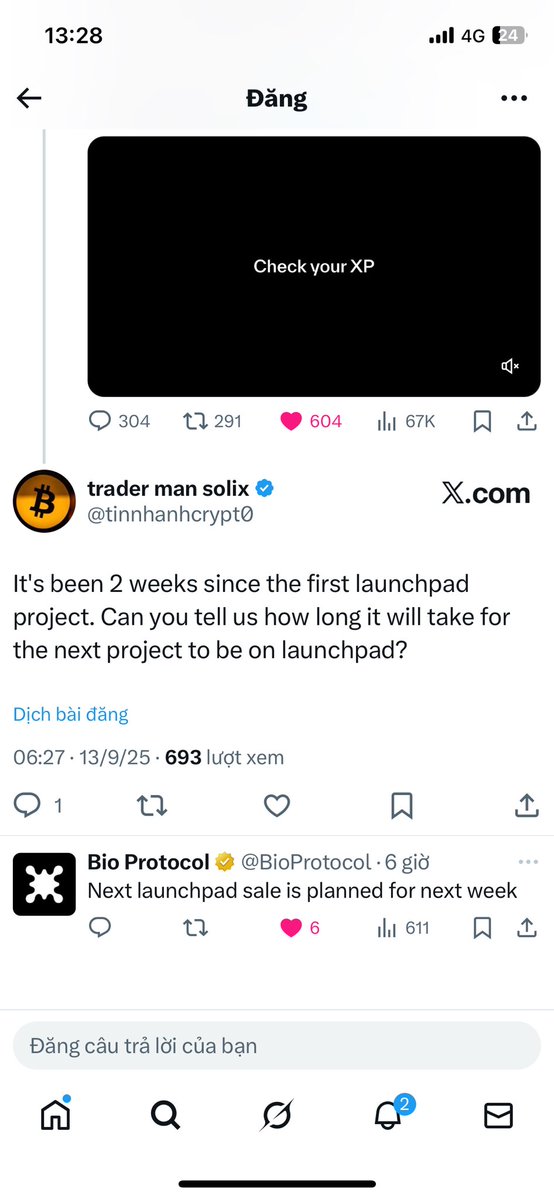 trader man solix (@tinnhanhcrypt0) on Twitter photo ✍️Update about the 2nd project launchpad V2 on <a href="/BioProtocol/">Bio Protocol</a>, the information that the project will definitely give is next week.
✅Please actively earn a lot of #Bioxp to prepare to participate.
🤖About #Bioxp from yabs phase 2 will be allocated before launchpad, and after this ✍️Update about the 2nd project launchpad V2 on <a href="/BioProtocol/">Bio Protocol</a>, the information that the project will definitely give is next week.
✅Please actively earn a lot of #Bioxp to prepare to participate.
🤖About #Bioxp from yabs phase 2 will be allocated before launchpad, and after this