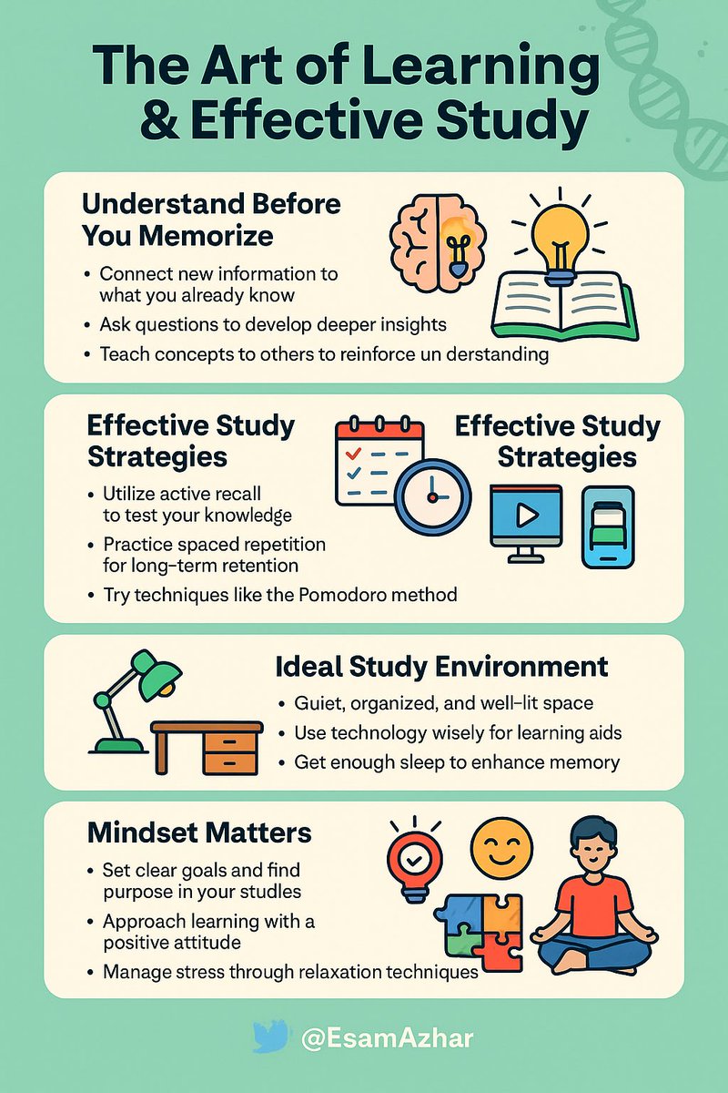 EsamAzhar's tweet image. 🎓Master the Art of Learning
📚 Don’t just study harder — study smarter !
💡 Understand, recall, repeat, and grow

Your mindset turns learning into succes📈

Turn knowledge into power &amp;amp; learning into creativity 🚀
#Learning 
#StudyTips 
#Success