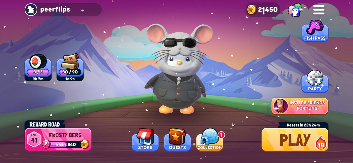 peerflips's tweet image. Me: I’ll just play a quick game.

Also me: too much time &amp;amp; 18 top finish streak later...
@PlayPudgyParty @pudgypenguins  🐧 🐭