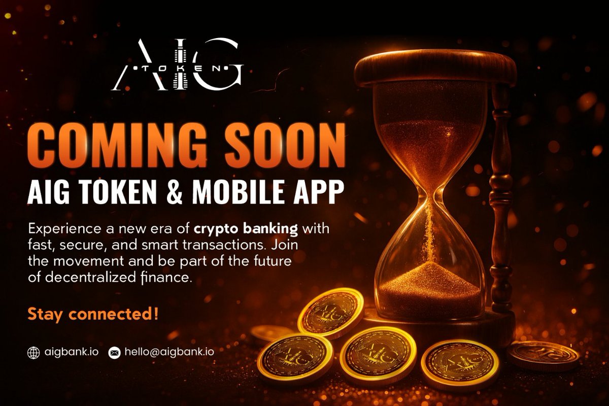 Cheaptel's tweet photo. 🚀 AIG Token &amp; Mobile App are launching Join the movement. Be part of the new era in decentralized finance. Stay connected!

#AIGToken #CryptoBanking
#DeFi #ComingSoon
#Cryptocurrency
Download AIG App
https://t.co/YuTEkrwCd8 https://t.co/ZFtqXxk3K6
