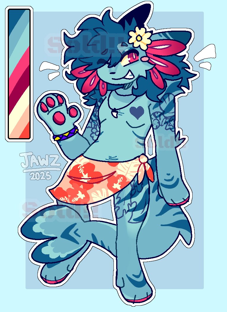 ChemicalJawz's tweet image. Been making adopts over at my discord, so here&apos;s Hawaiian Themed Riv and Bearded Vulture Arti 🦭