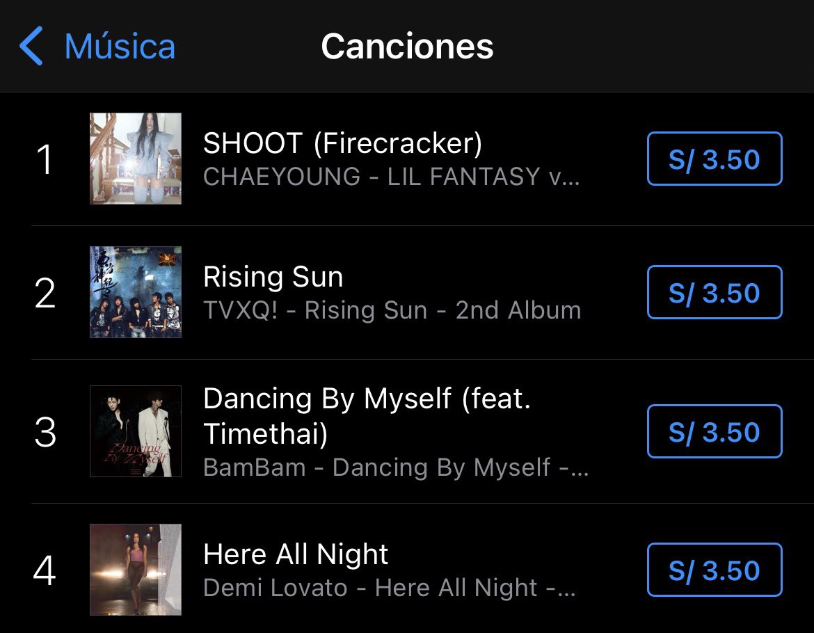TwicePeruFC's tweet photo. iTunes “Top Canciones” Perú 🇵🇪 

#1. SHOOT (Firecracker) – (+2) ⬆️

¡ONCEs! Logramos el #1 en iTunes para Chaeyoung 🙌🏻❤️

#Chaeyoung #Shoot
#iTunes #Peru
@JYPETWICE https://t.co/xndpFxzPuO