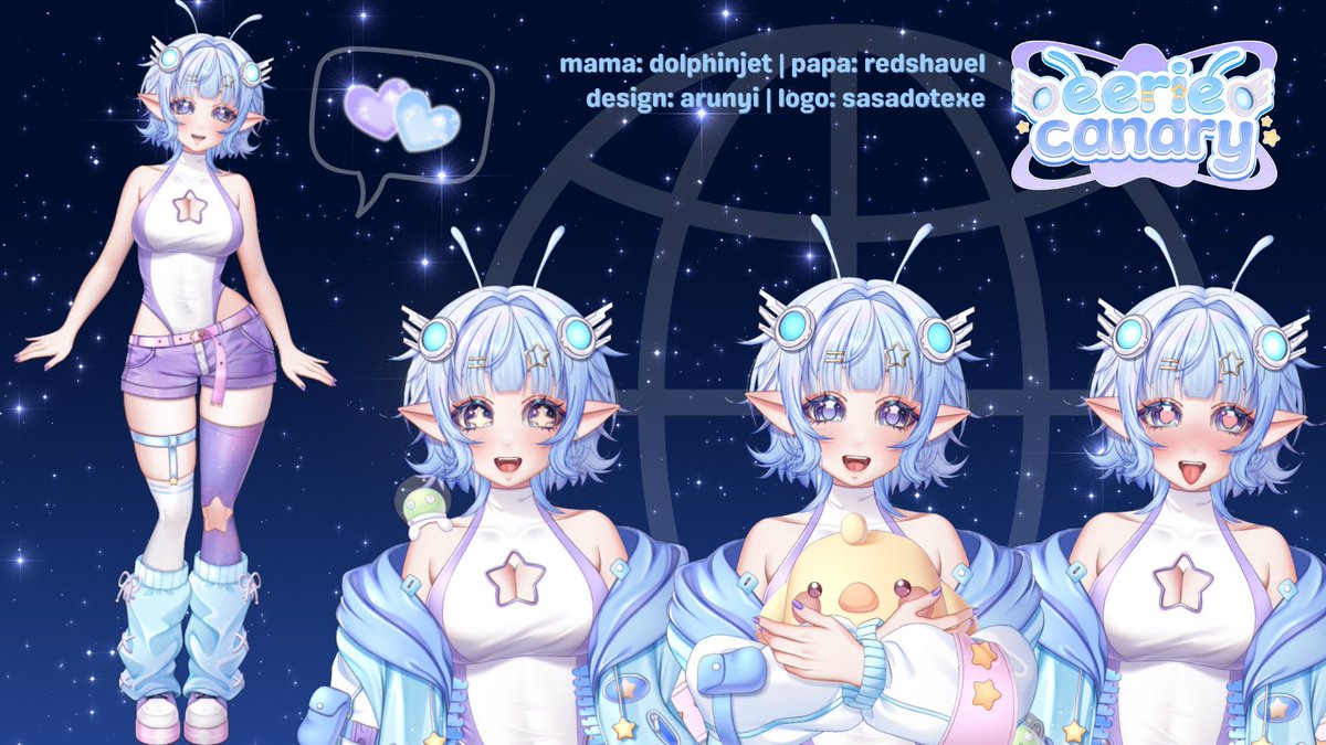⭐️⸝⸝.ᐟ⋆ VTUBER INTRO ⸝⸝.ᐟ⋆⭐️
Hello I’m eeriecanary! Your birb-brained space princess here 2 feed you space jelly! 🩵💜

⋆˚꩜｡comfy silly alien grl
⋆˚꩜｡indie, puzzle, horror 🎮
⋆˚꩜｡fairy freakmother
⋆˚꩜｡loves 2 yap

ᯓ★🌐 DEBUT SOON! OCTOBER 11th 5:00 PM EST