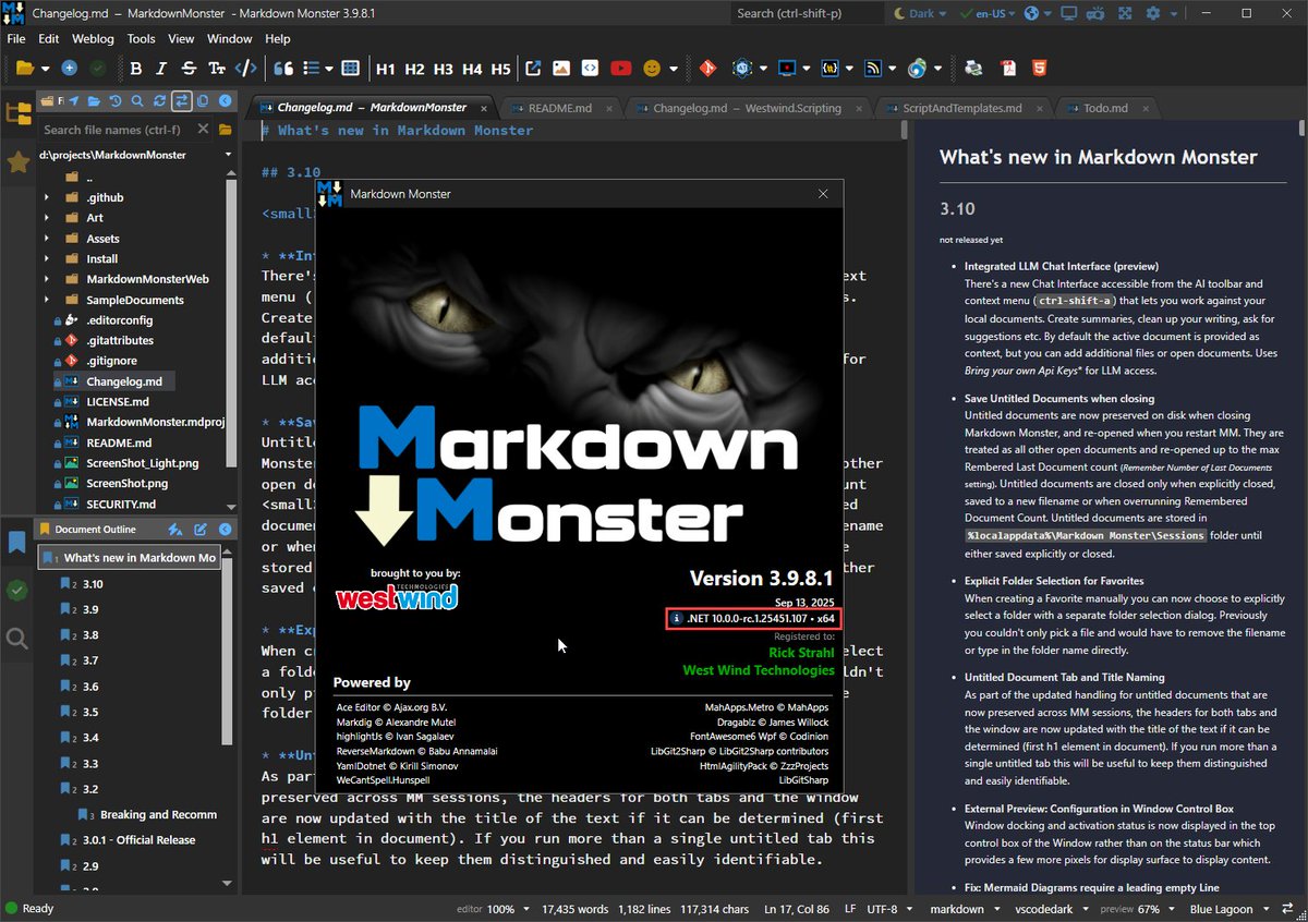 <a href="/punker76/">Jan K. ™ #T1D 🍚🩸 #OSS #MVP #FCKNZS</a> Confirmed and working in Markdown Monster. Windows are moving again and I can publish for 9.0 runtime with RollForward for 10.0.

Thanks, Jan!
