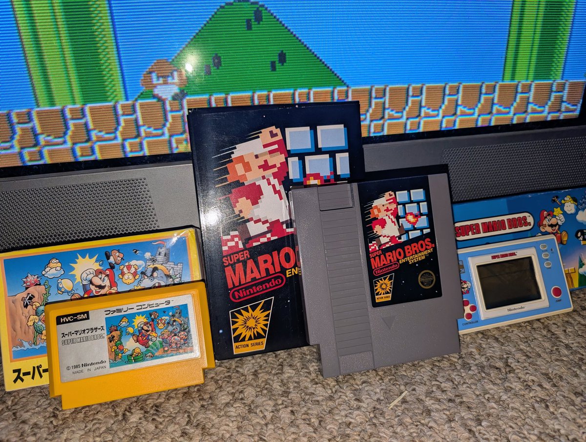 Happy 40th Birthday Super Mario Bros.! Designed by Shigeru Miyamoto, it was released in Japan for the #Nintendo Famicom on September 13th, 1985. This was my first NES cartridge (5 screws &amp; pull tab), &amp; made me love video games! It's Mario time, let's-a-go! 🎮🍄⭐ #SuperMario40th