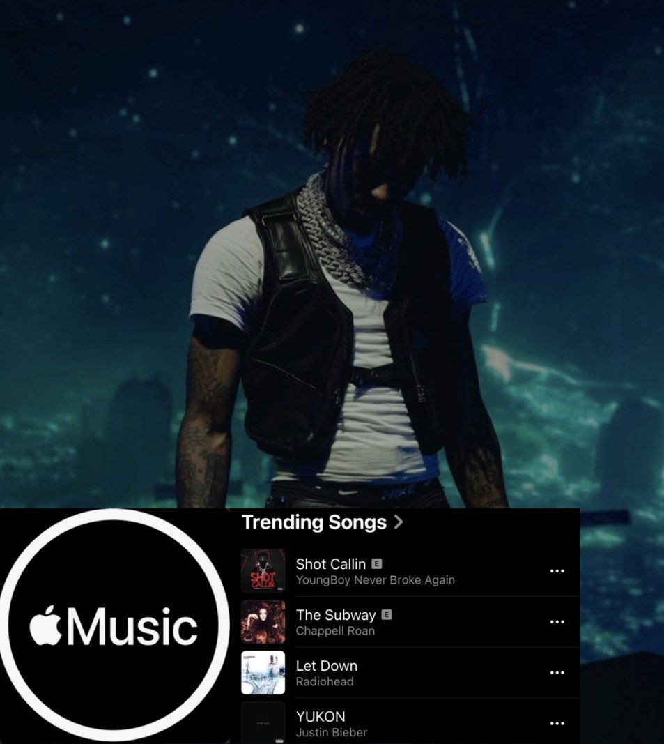 NBA YoungBoy’s “Shot Callin” is Currently the #1 Top Trending Song in the US on Apple Music 🏆