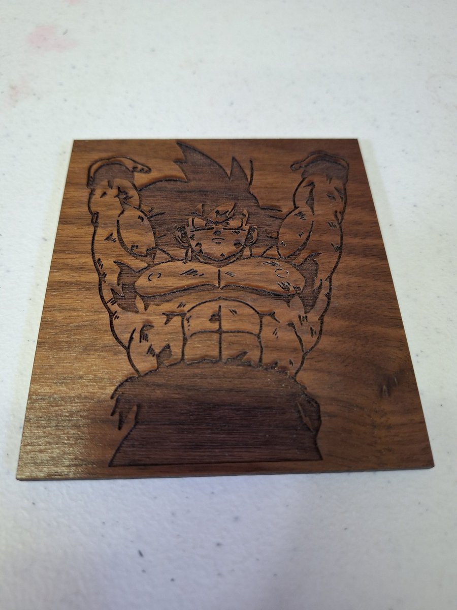 ac_des1gns's tweet image. Laser etched design of Goku from &quot;Dragon Ball Z&quot; #DragonBallZ  #cncidea #projectidea #cncproject