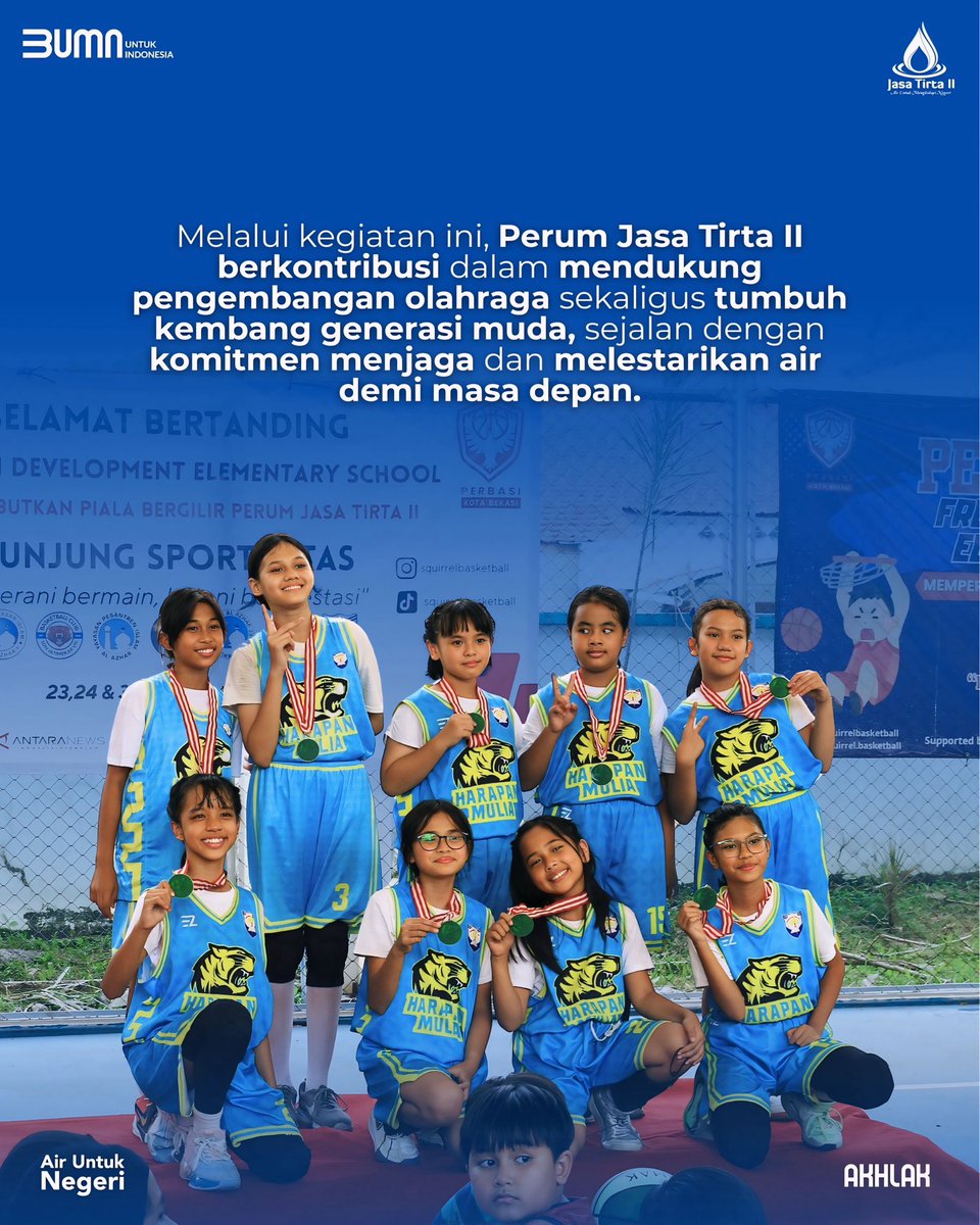 🏀 Freedom Development Elementary School League 2025 ⛹🏻‍♀️

Sabtu, 13 September 2025 – Unit Wilayah I Perum Jasa Tirta II bersama Squirrel Basketball &amp; Perbasi Kota Bekasi sukses menyelenggarakan Freedom Development Elementary School League di One Sport Center, Perum Jasa Tirta II.