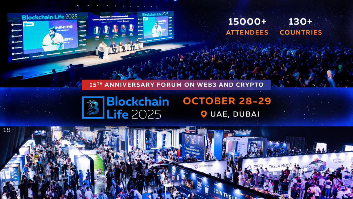 BasedBlockX's tweet image. Dubai’s biggest crypto event of the year is approaching 😀 | Blockchain Life 2025

📅 Oct 28-29 | Festival Arena

15 years strong &amp;amp; bigger than ever:

🌍 15k+ people
🎤 200+ speakers
🤝 100+ side events + after party 

Discounted tickets here 🫡
blockchain-life.com/?utm_medium=re…