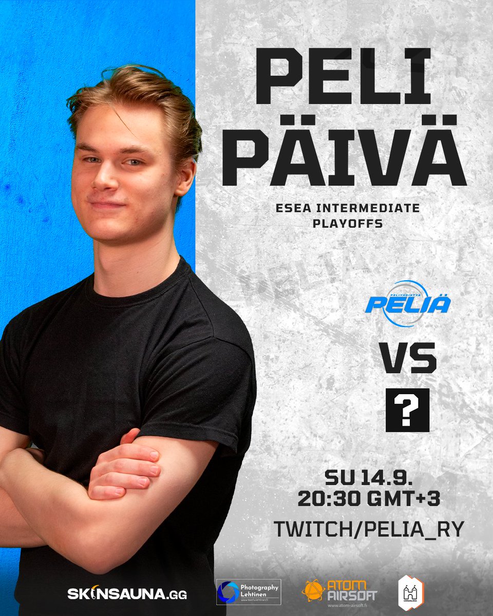 🔵PELIPÄIVÄ🔵

Viikonloppu päätetään tänään tyylillä, kun PELIÄ CS-joukkue kohtaa ONLY POSITIVEn🆚 Tervetuloa viihtymään sunnuntai-illan hornankattilaan🔥

🏆ESEA Intermediate Playoffs
🕘20:30
📺twitch/pelia_ry
🎙 <a href="/lehtinent_/">Fuliq</a>
📞Haastattelussa <a href="/vitunnexo/">Nexo𒉭</a> 

#esportsfi #PELIÄ