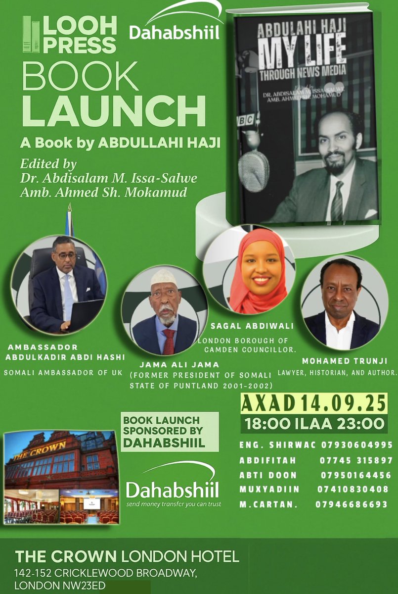 It was wonderful to catch up with my longtime colleague and friend, the legendary Somali broadcaster Abdullahi Haji, in Shepherd Bush, London, this week after so many years. 

My thanks to veteran broadcaster and journalist Mohamed Abdullahi—formerly of KBC, The Standard, and the
