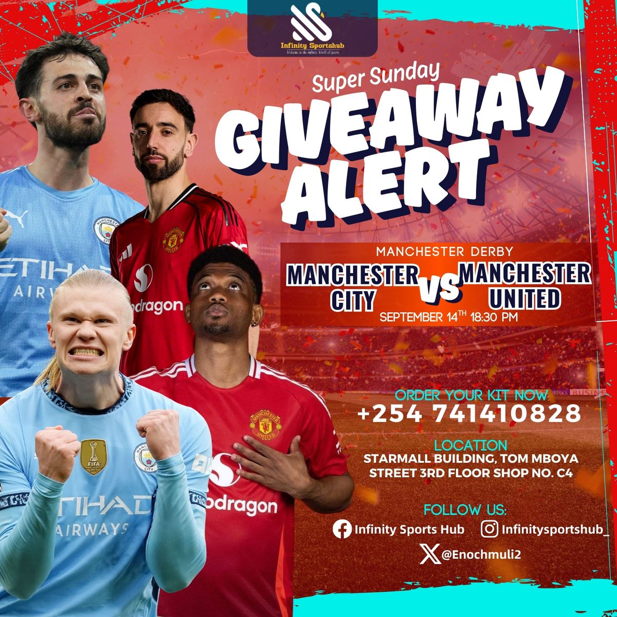 GIVE AWAY ALERT...!!!!!!!!🔥🔥

WIN A JERSEY FROM US.

Predict the full time  correct score and the jersey is yours.

Rules..
1. You must be following us
2. You must retweet  this post. 
3.Prediction closes at 5pm

The first person to get it right wins it.
BEST OF LUCK.