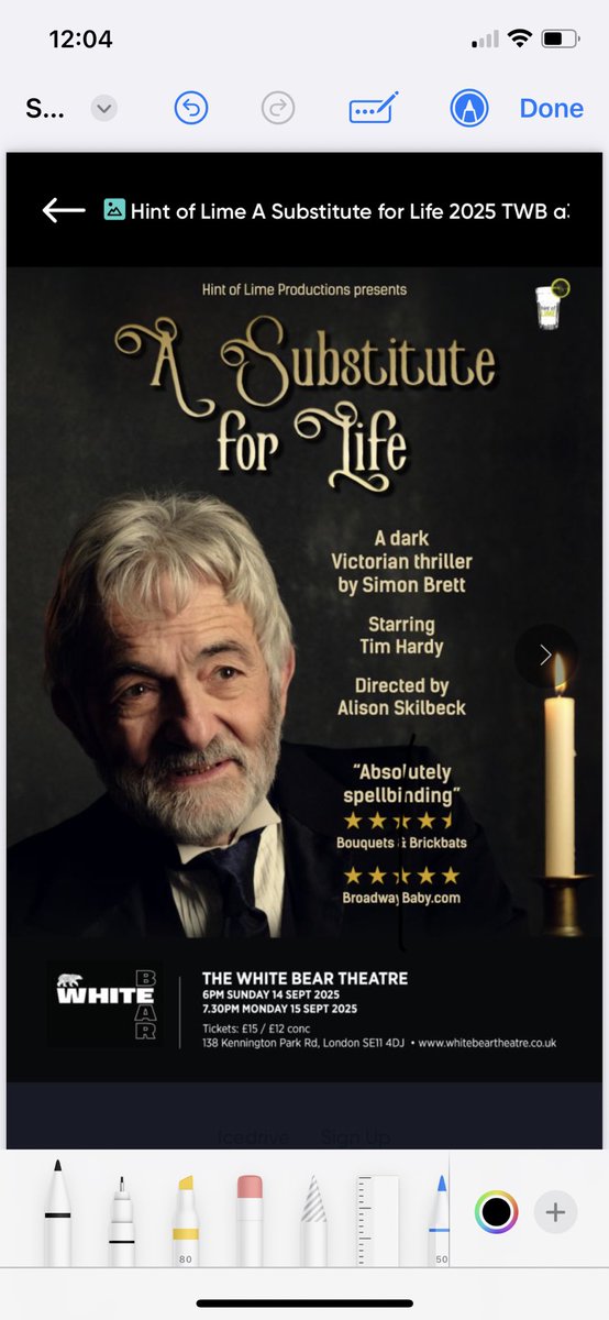6pm today &amp; 7.30pm tomorrow: “A Substitute for Life” by acclaimed crime writer Simon Brett, starring Tim Hardy <a href="/WhiteBearTheatr/">White Bear Theatre</a> Kennington
Tickets £15 / £12 conc. Book online whitebeartheatre.co.uk/whatson/a-subs…
#booknow #livetheatre #crime #victorianthriller #wilkiecollins #mentalhealth